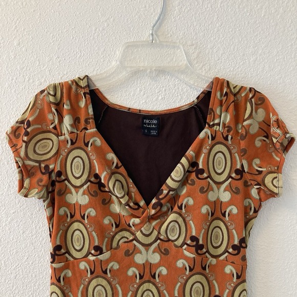 Nicole By Nicole Miller Womens Top Orange Brown Y2K Style Lined Chic Size Small - Picture 3 of 16